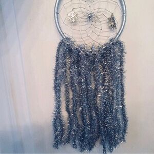 Silver Tinsel Dreamcatcher with Snowflake Charm